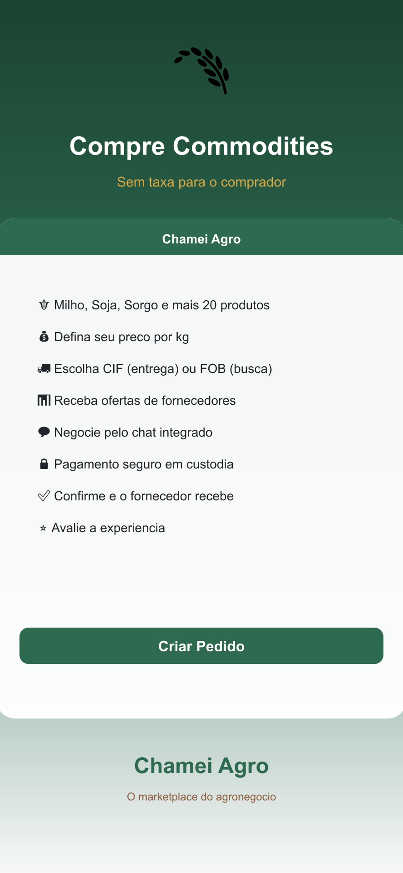 Crie seu pedido
